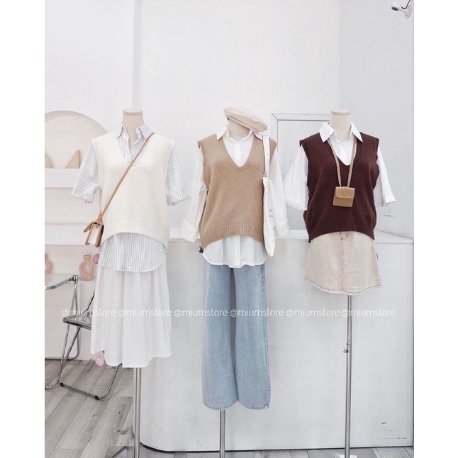 Áo gile nâu caramel