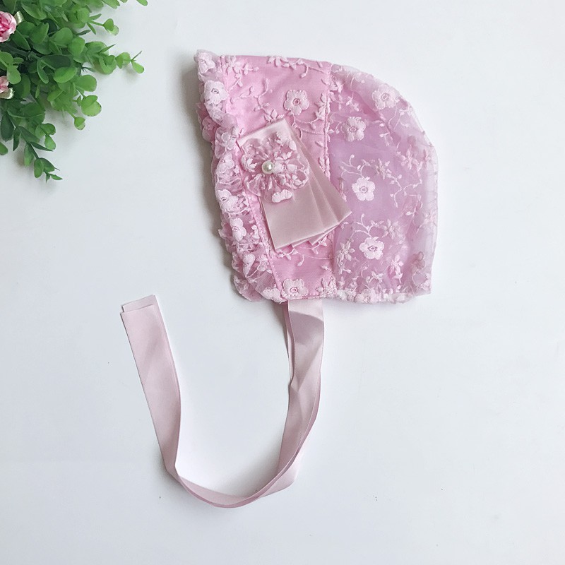 Mũ vải ren thắt dây nơ đáng yêu dành cho bé