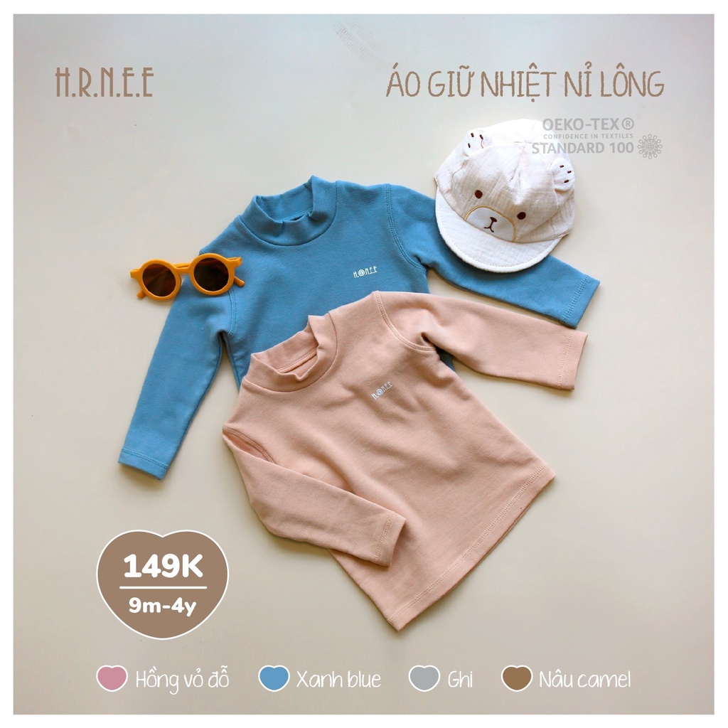 [CHÍNH HÃNG] Áo giữ nhiệt nỉ lông mềm mại thu đông trẻ em Hrnee
