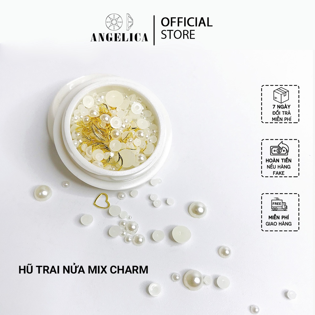 Hũ Charm Ngọc Trai Nhân Tạo Kèm Phụ Kiện Trang Trí Móng Htnmc Angelica