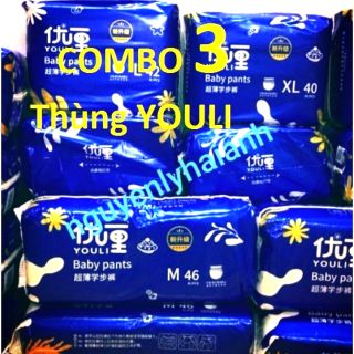 [COMBO x3] Thùng Bỉm Youli - Tã Quần Bỉm dán/quần YOULI BABY PANTS Size Mỗi Thùng: S112/M96-92/L84/XL80.