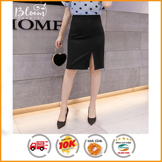 Chân váy bigsize công sở Chân váy bút chì đen ôm suông xẻ tà trước | Chất Umi Hàng VNXK mã CVBC01 | BigBuy360 - bigbuy360.vn