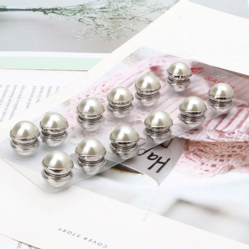 Set 12 Ghim Cài Khăn Choàng Đính Ngọc Trai Nhân Tạo Thời Trang