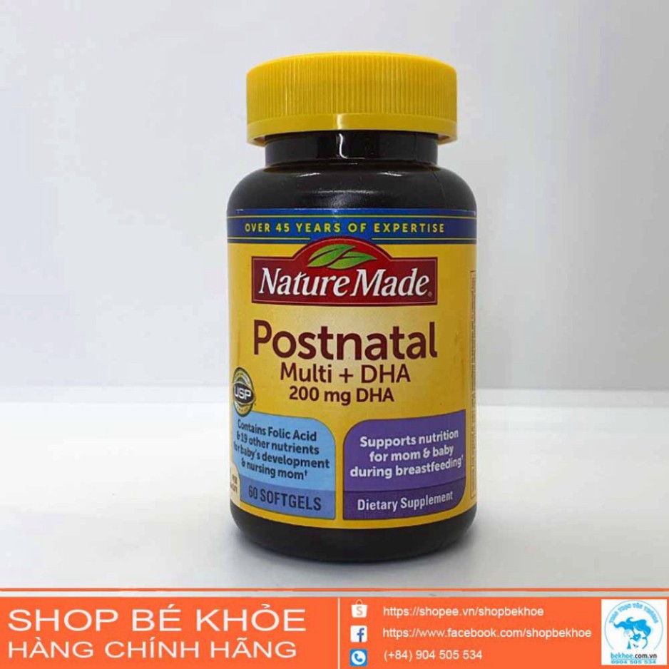 GIÁ VÔ DỊCH Vitamin sau sinh Postnatal Multi +DHA Nature made - Postnatal 200mg DHA GIÁ VÔ DỊCH