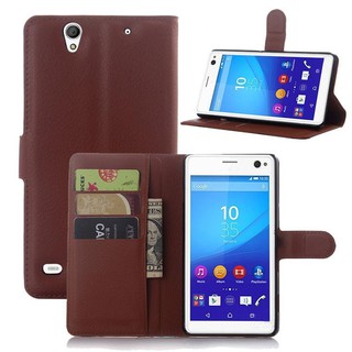 Bao da cho Sony Xperia C4 dạng ví Litchi