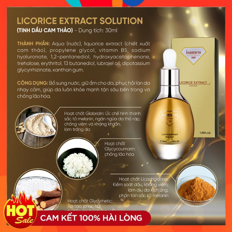 Tinh dầu cam thảo ISAMEN làm sáng da dành cho da thô sần, lỗ chân lông to | BigBuy360 - bigbuy360.vn