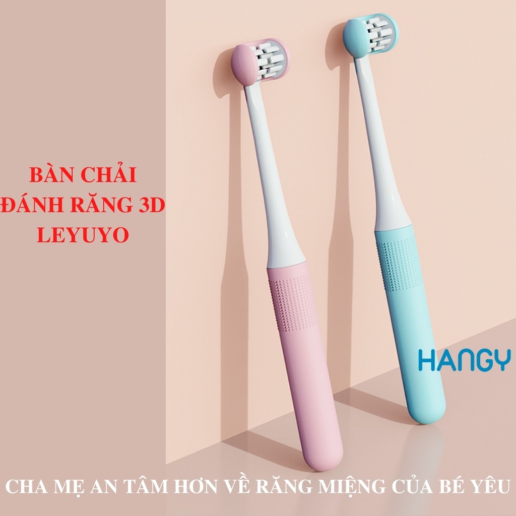 Bàn chải đánh răng trẻ em đầu chải 3D LEYUYO ba chiều làm sạch sâu