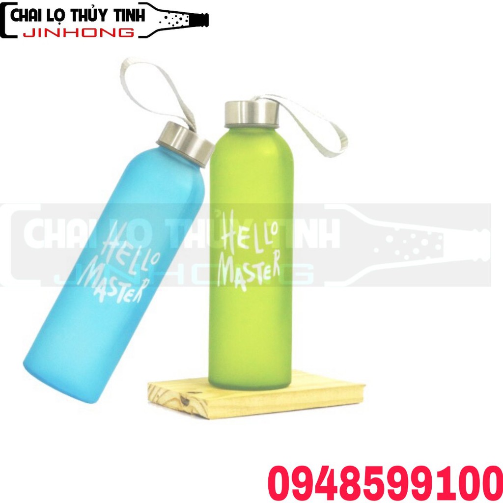 Bình Nước Thủy Tinh Hello Master 500ml Dây xách