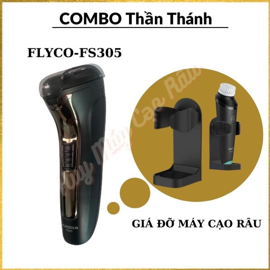 [Free Ship] Combo Máy Cạo Râu FLYCO FS305 và Gía Đỡ Máy Cạo Râu dán tường tiện lợi (HUY MÁY CẠO RÂU)