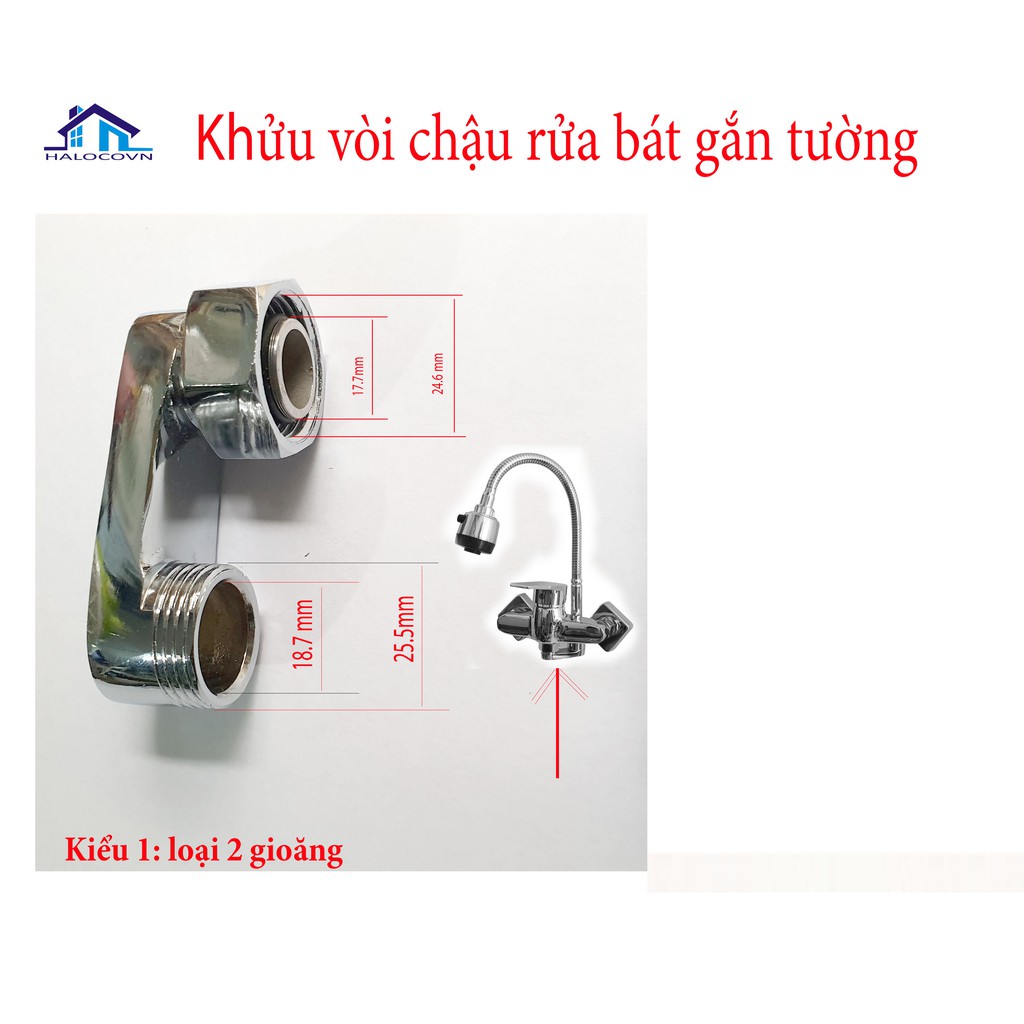 Khửu vòi chậu rửa bát gắn tường