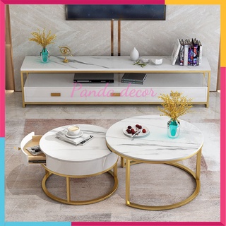 Bàn trà tròn đôi mặt đá hiện đại đẹp, bàn sofa uống nước sang trọng decor phòng khách