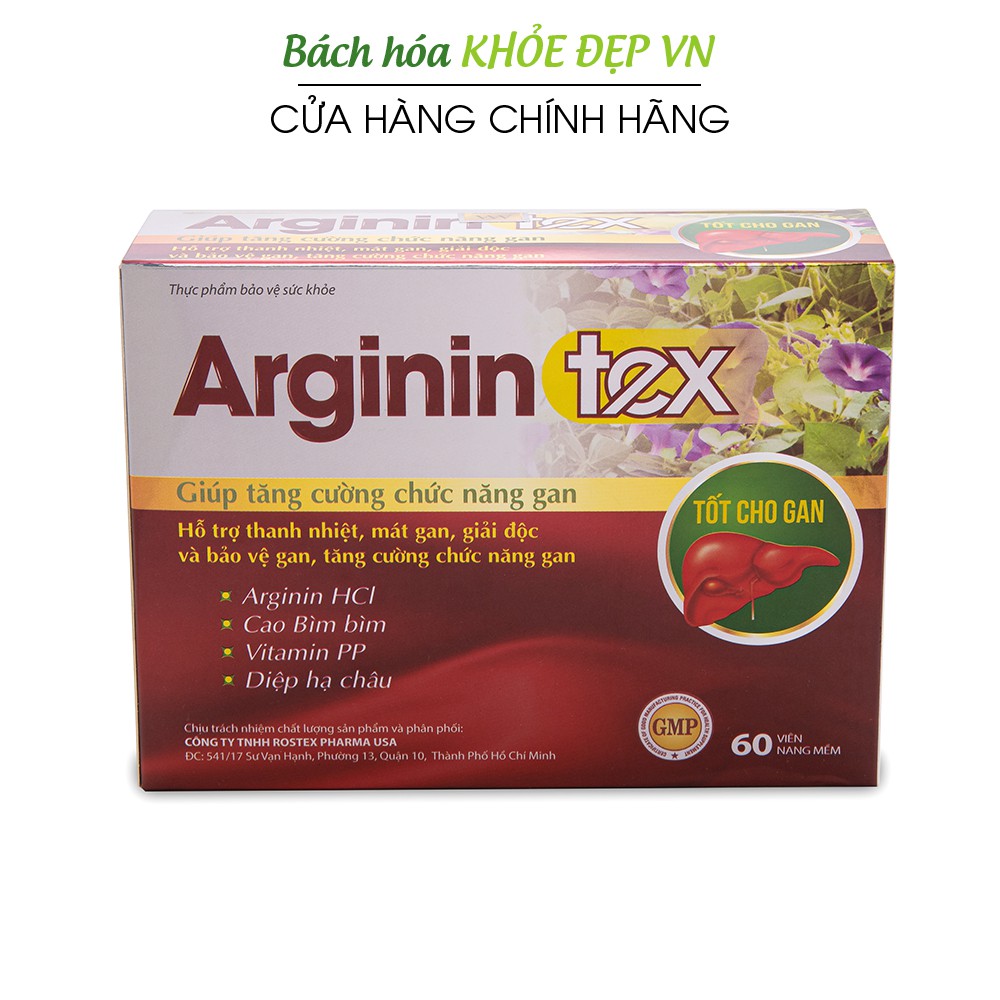 Viên uống bổ gan Arginin Tex mát gan, giải độc gan, hạ men gan - 60 viên