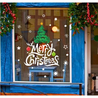 Decal trang trí Noel - Cây thông kèm chữ