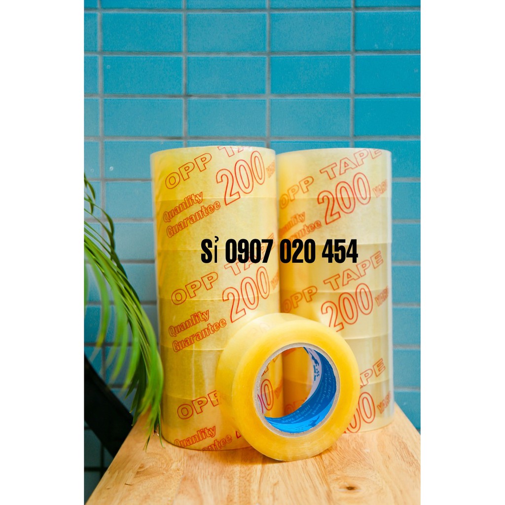 Combo 5 cây băng keo 200y/ 2kg trong/đục 6 cuộn ( 1 cây 6 cuộn lõi 4 li)
