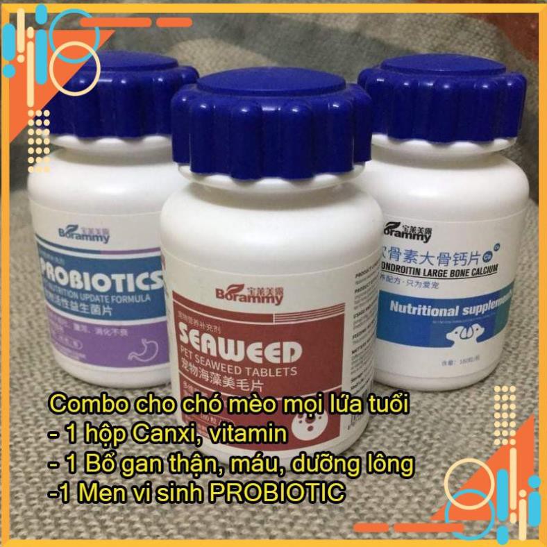 COMBO hoàn hảo cho chó mèo( canxi, vitamin, men vi sinh, giải độc gan thận)