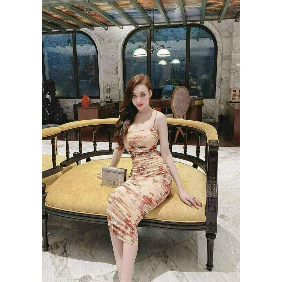 Đầm body 2 dây nhún eo ôm dáng  fashionzero - 78118