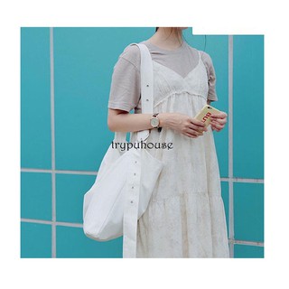 Freeship 99k TQ_Túi tote đeo chéo trơn quai lỗ