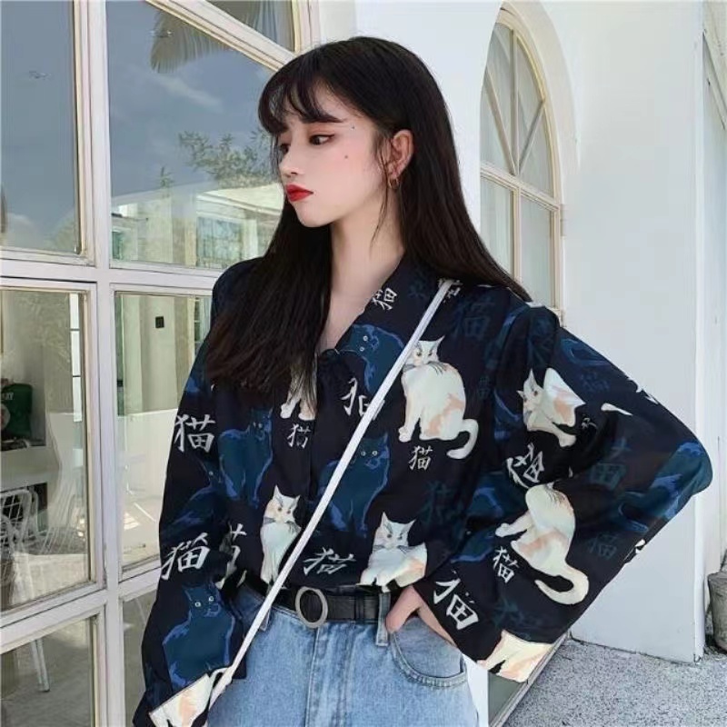 Áo Sơ Mi Tay Dài Dáng Rộng Họa Tiết Sọc Caro Kèm Thắt Lưng Phong Cách Vintage Thời Trang Cho Nữ