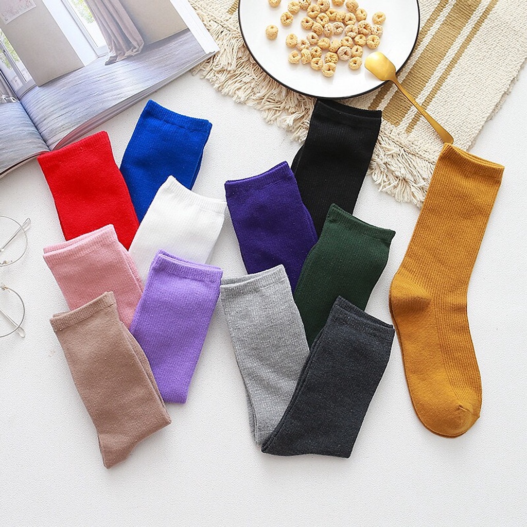 Tất Dệt Kim Cao Cổ, Tất Vớ Nữ Cổ Cao nhiều màu unisex hàng xuất khẩu (Giao màu ngẫu nhiên) Thoitrangmoon