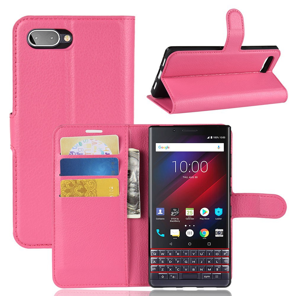 Bao da điện thoại dạng ví màu trơn cho BlackBerry Key 2 LE/Key2 Lite