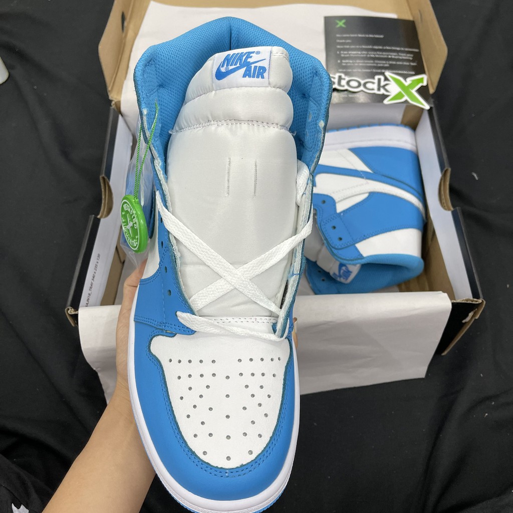 ✔️ Giày Jordan 1 High Xanh UNC  Blue Full Phụ Kiện Freeship ✔️