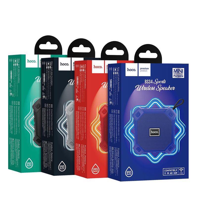 Loa Bluetooth Thể Thao Hoco BS34 Kết nối bluetooth 5.0 - Loa Bluetooth Mini hỗ trợ Thẻ nhớ, đài FM, Pin trâu - Fox Store