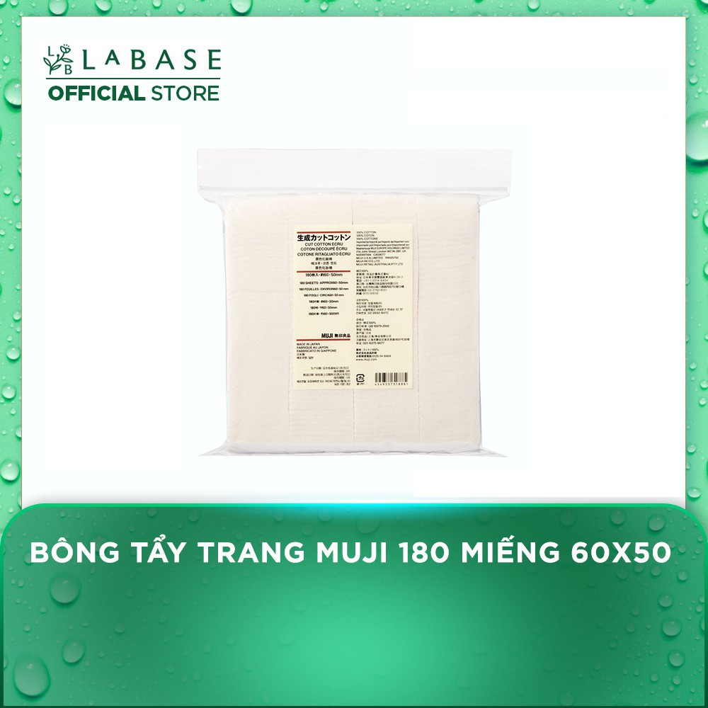 [Mã SKAMPUSH9 giảm 10% đơn 200K] Bông tẩy trang Muji 180 miếng 60x50