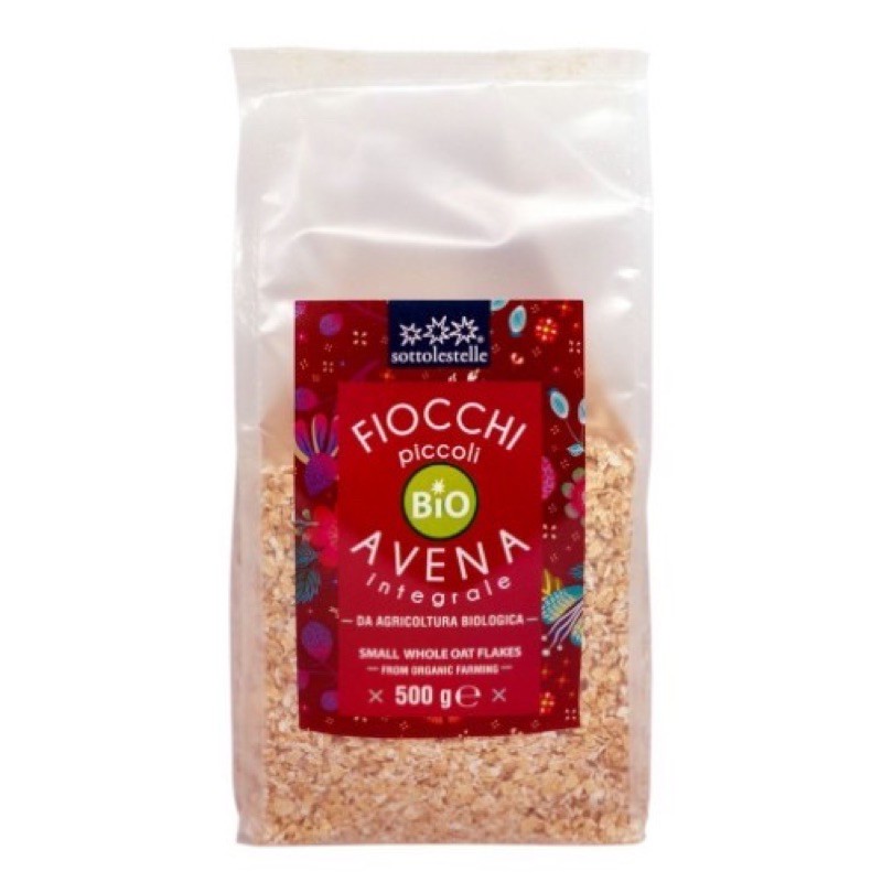 Yến mạch nguyên cám hữu cơ cán nhỏ hãng Sottolestelle - gói 500gr