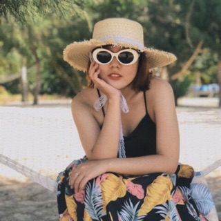 [Hàng có sẵn] Kính mát Oval Retro Vintage (Mắt kính ếch/ mắt kính ruồi)_ màu viền trắng tròng đen