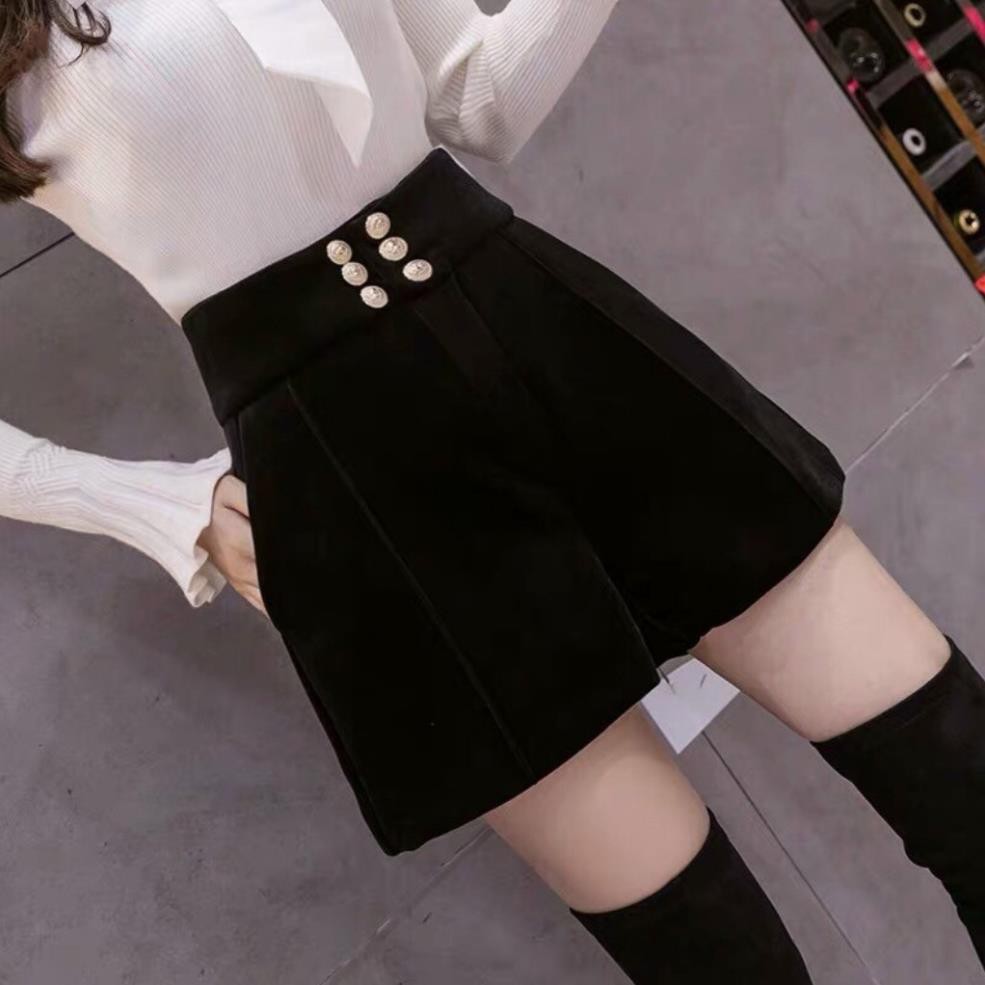 Quần đùi Real Fashion, quần sooc nữ cạp cao đính 6 khuy chất vải đẹp N03