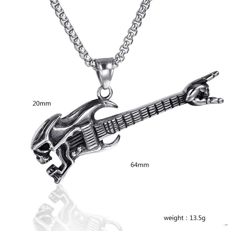 Vòng cổ bằng thép không gỉ mặt hình đầu lâu phong cách nhạc rock cá tính thời trang Hàn Quốc cho nam 2020