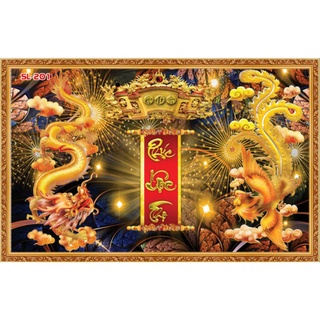 Tranh dán tường 3d dán bàn thờ ông bà chữ Phúc Lộc Thọ SL201 - Tranh dán phòng thờ gia tiên - Tranh cuốn thư câu đối