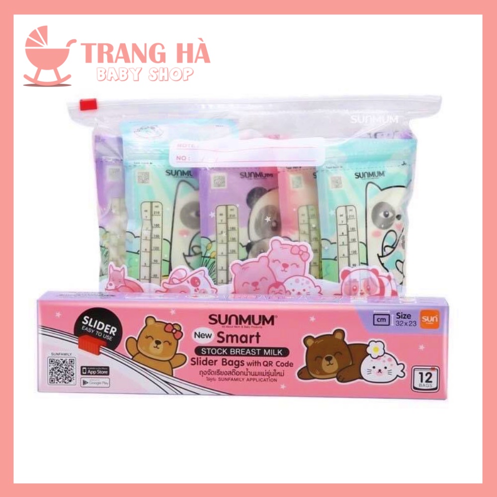 🍒Siêu Sale🍒 Hộp 12 Túi Ziplock Bảo Quản Đa Năng Hiệu Sunmum - Thái Lan Mẫu Mới