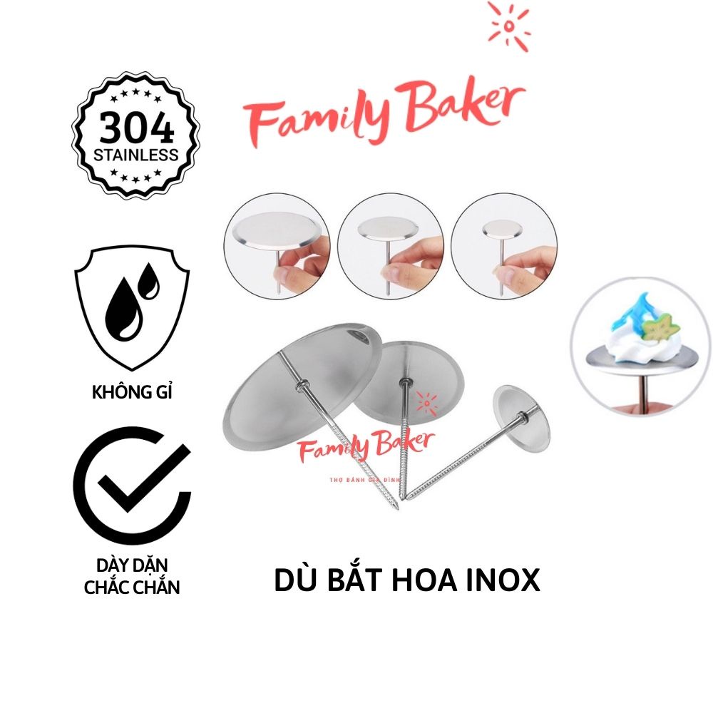 Dù bắt hoa inox, dụng cụ bắt bông kem trang trí sinh nhật nhiều cỡ