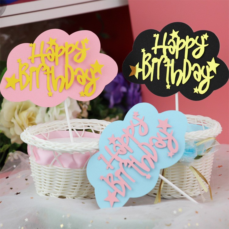 Phụ kiện trang trí bánh kem chữ Happy Birthday