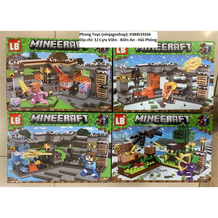 Lắp ráp xếp hình lego minecraft my world LB569 : tường thành mùa đông chống quái vật 930+ mảnh