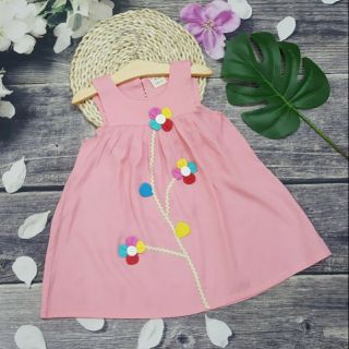 Váy đầm vải đũi sát nách bé gái