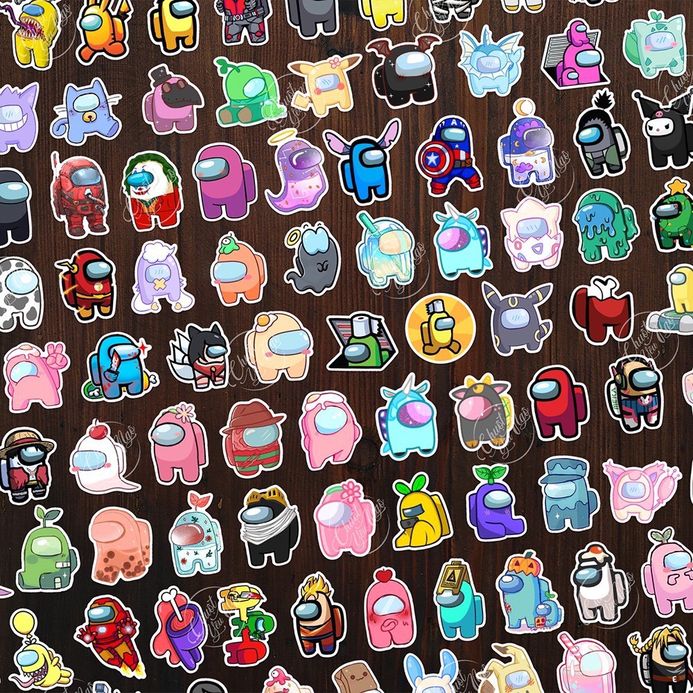 Combo 30/60/120 sticker decal chống nước AmongUs ma sói không gian dán trang trí laptop,điện thoại, nón bảo hiểm NT 67