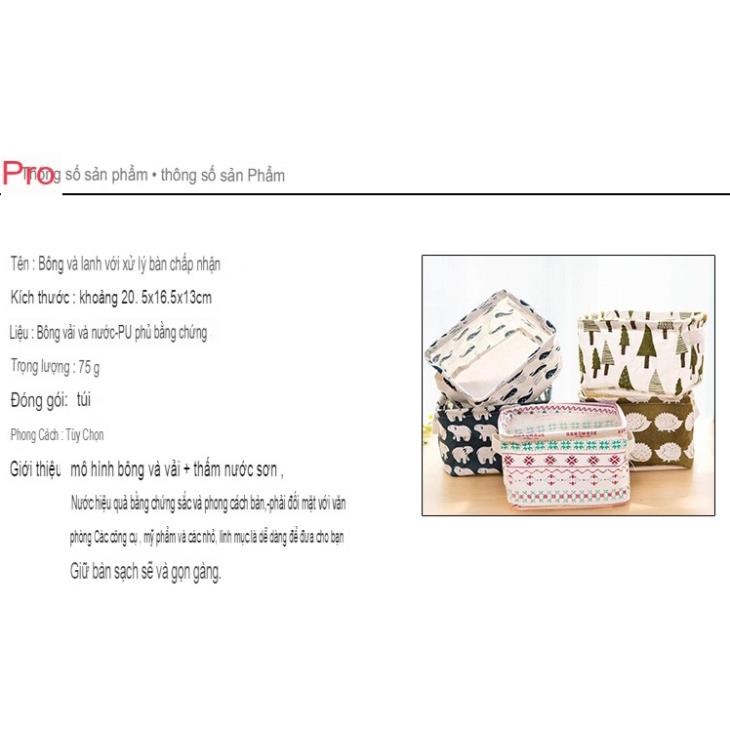 Túi Hộp Vải Chữ Nhật Đựng Đồ Đa Năng, Túi Hộp Vải Đựng Đồ Lót, Mỹ Phẩm Xinh Xắn Mini