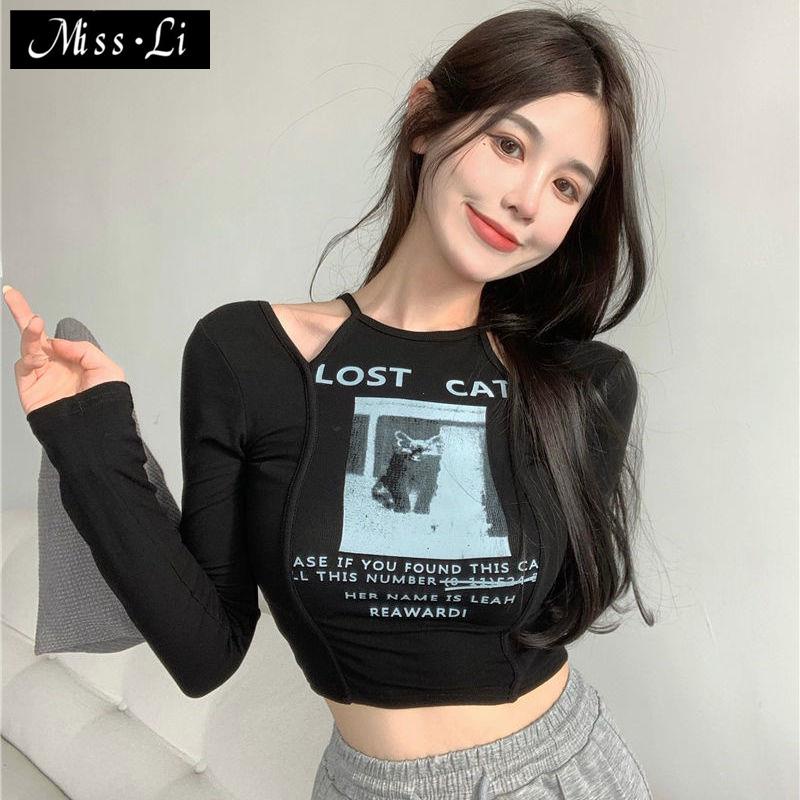 Áo Thun Tay Ngắn Dáng Ôm In Họa Tiết Thời Trang Mùa Thu Mới Cho Nữ