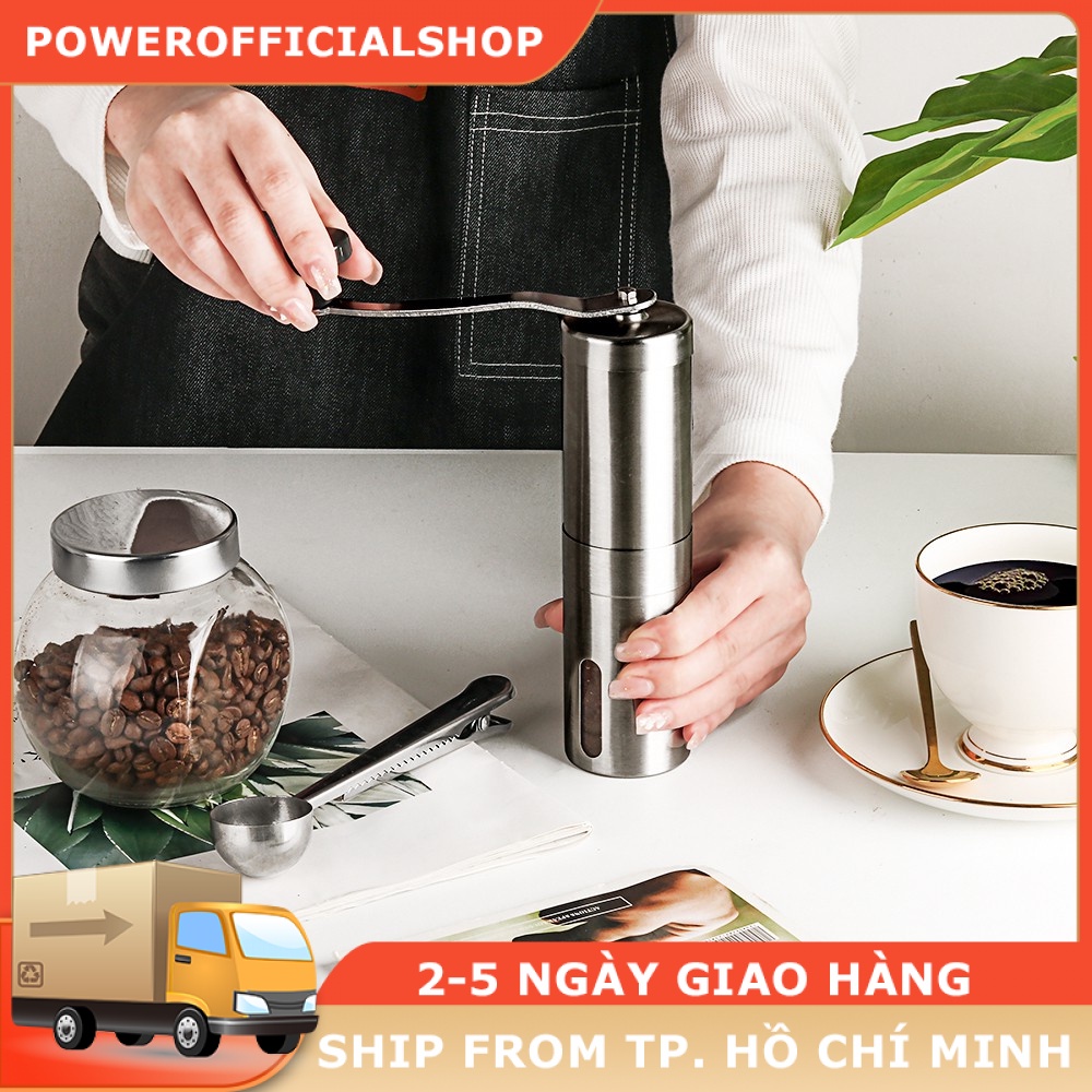 Máy Xay Cà Phê Cầm Tay Bằng Thép Không Gỉ Màu Bạc máy xay hạt cà phê