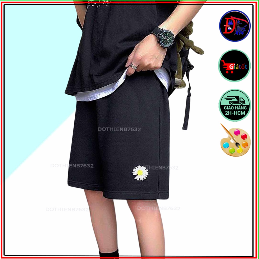 Quần đùi rộng ⚡️XẢ HÀNG - VIDEO ẢNH THẬT⚡️ Quan Short Nam Nữ in Hình Hoa Cúc, sọt chất thun nỉ bông đủ size M22
