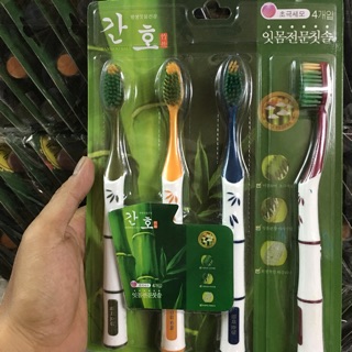 Combo 1 Lóc 4 Cây BÀN CHẢI MUỐI TRE HÀN QUỐC