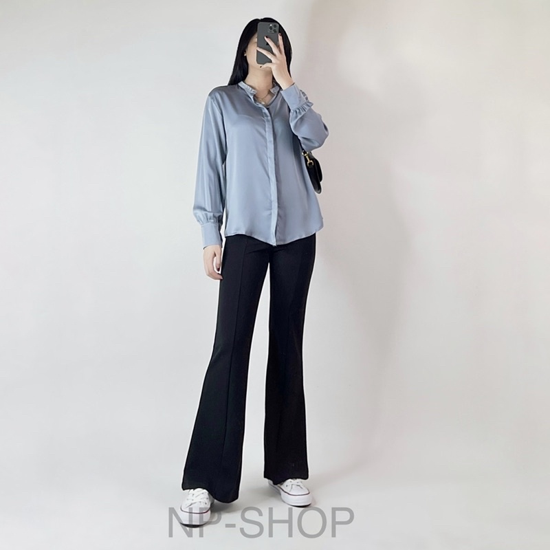 Quần tây nữ ống loe NPSHOP lưng cao dáng dài, quần ống loe cạp cao vải mềm mịn co giãn | BigBuy360 - bigbuy360.vn