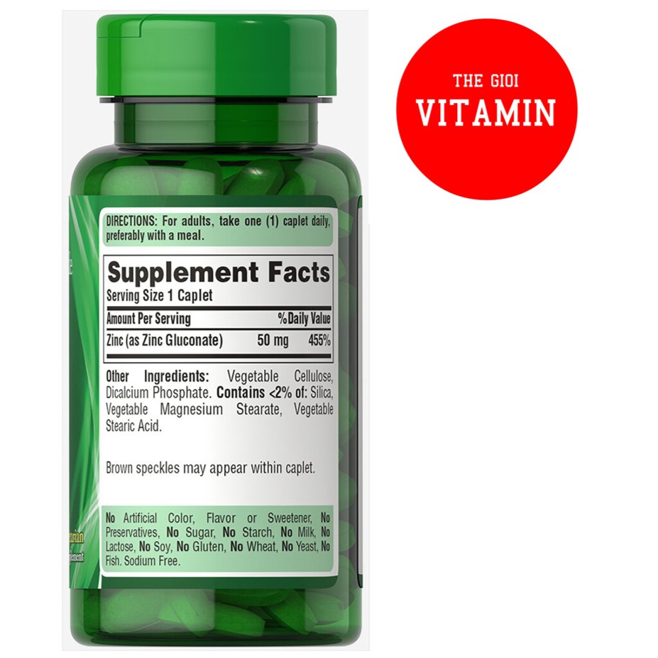 Viên uống kẽm Puritan's Pride Zinc 50mg 100 viên