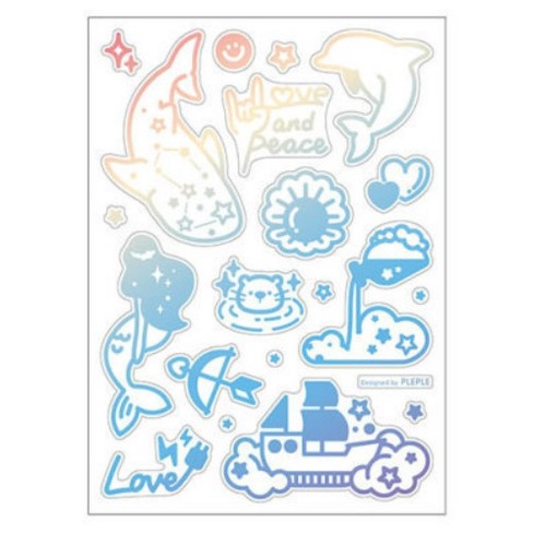 Sticker Hologram PET Love Yourself trang trí sổ tay, điện thoại và bullet Journal lấp lánh Be Tiny Stationery