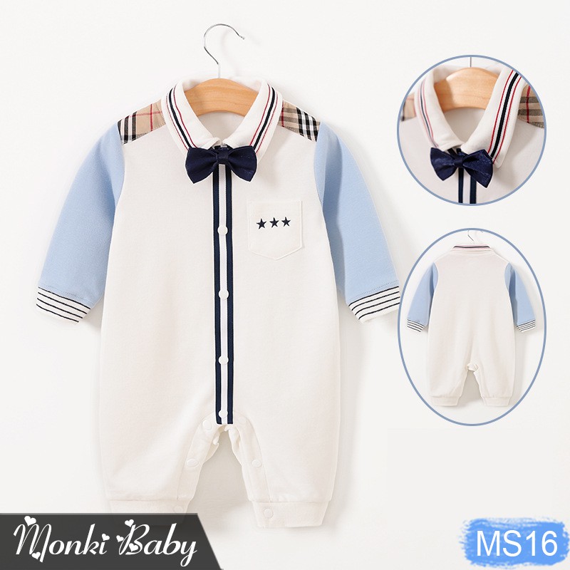 Body sơ sinh công tử, body quý ông lịch lãm mẫu mới nhất, chất cotton 100% dày dặn, mịn mát | MS16