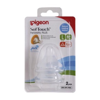 Set 2 núm vú Pigeon SofTouch cho bình cổ rộng đủ size