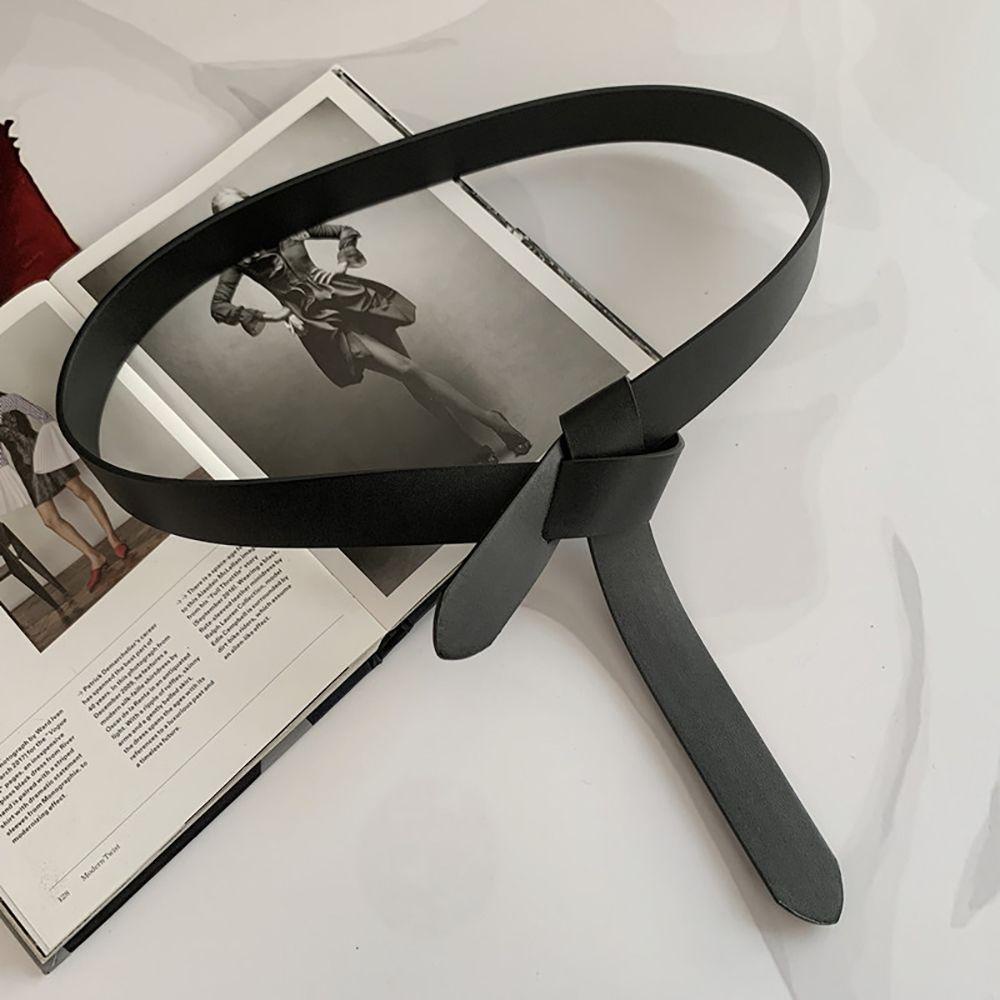 Epoch Thắt Lưng Da PU Màu Đen Thắt Nút Đơn Giản Tùy Chỉnh Thời Trang Cho Nữ