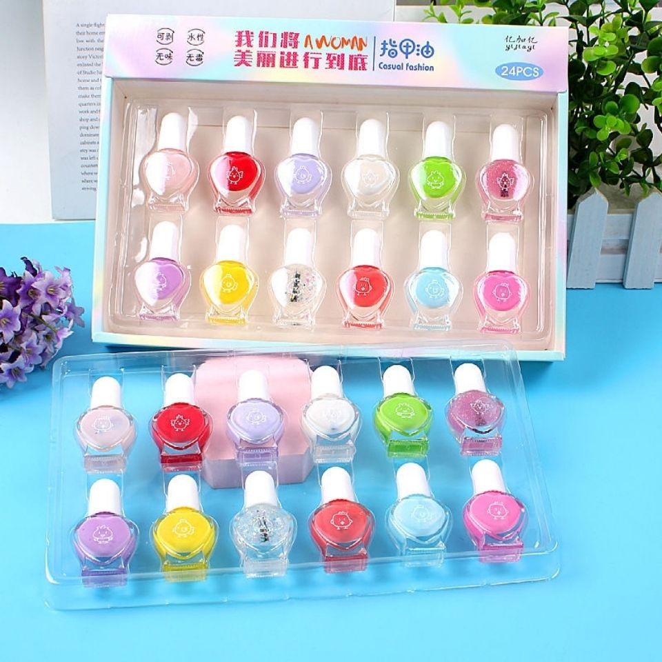 Hộp sơn móng tay 12 màu không độc hại chống thấm nước có thể giặt sạch cho bé